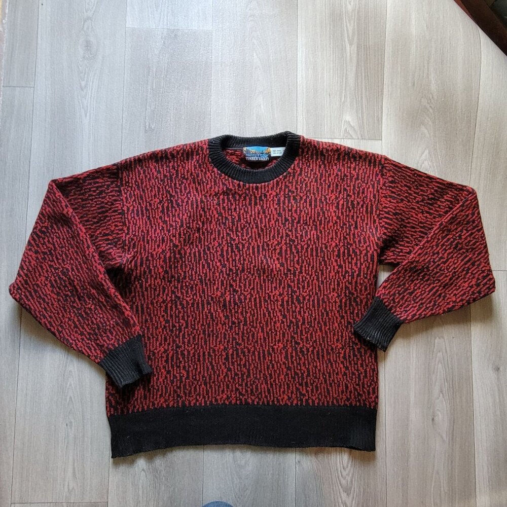Timber Valley Red & Black Wool Blend Sweater XL